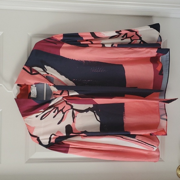 Tanya Taylor Avril Printed Satin Tie Multicolor Blouse Size XS - Picture 4 of 12